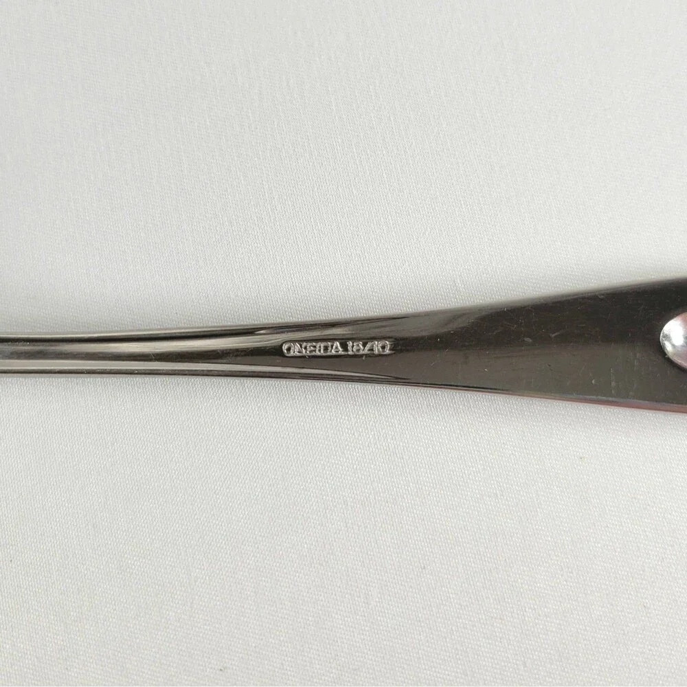 Oneida Satin Jupiter 18/10 Stainless Flatware Set 6 Oval Soup Spoons Retro 90s